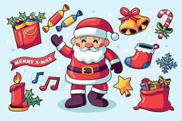 Christmas Elements with Santa Character