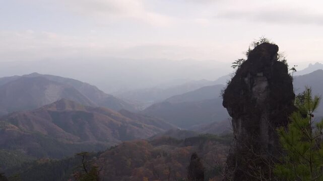 Perfect panorama from top of Mt. Myogi in Gunma, north of Tokyo