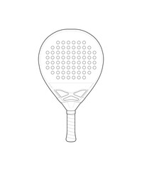 Padel racket outline vector for sport equipment, game accessories, training design, and athletic icons.