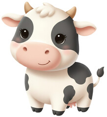 Cute 3D Baby Cow Character Illustration &ndash; Kawaii Cartoon Milk Cow
