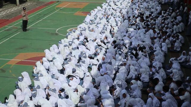High school students in Java, Indonesia during outdoor learning. Footage taken in Klaten, Central Java, Indonesia on December 2, 2025