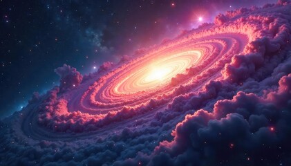 Vast swirling nebulae, cosmic dust and gas clouds illuminate the infinite expanse of space A breathtaking view of the universe's matter in its raw, majestic form , cloud, light years