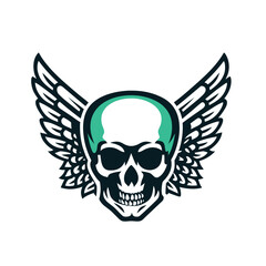 Winged Skull Vector Illustration, Minimalist Design