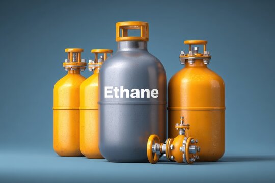 Industrial storage of ethane gas cylinders for chemical energy fuel applications in a controlled environment