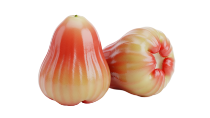 A two fresh rose apple, white background isolated