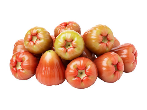 Fresh organic rose apple fruit isolated on white background as healthy raw fruit ingredients