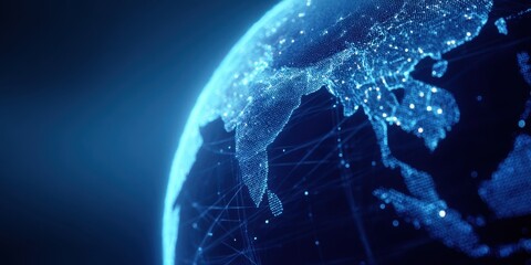 The Earth Illuminated by Digital Network Connections Showing Global Data Flow and Connectivity