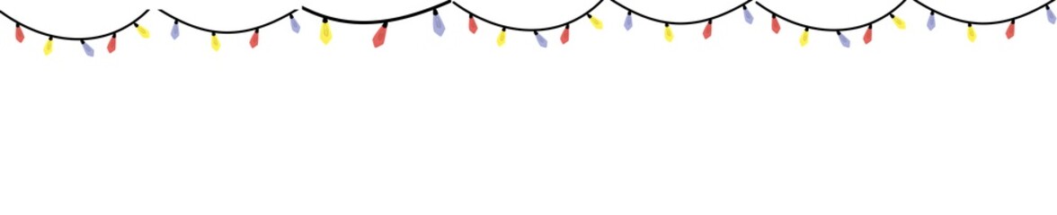 Obraz premium Cute Colorful Hanging Holiday String Lights Border – PNG Clipart