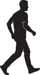 Silhouette of a man walking on a white background