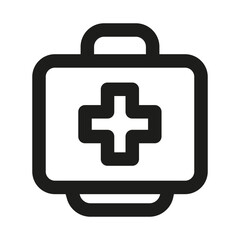 First aid box icon. Modern professional minimal line vector icon showing emergency care medicine clarity protection and clean essential visual design