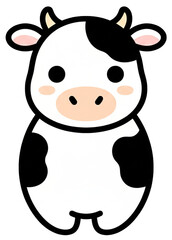 Cute Holstein Cow Cartoon Character &ndash; Kawaii Black and White Cow Illustration