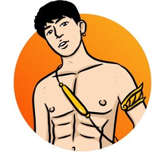 man cartoon in circle shape