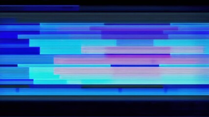 Abstract web design cyberspace technology glitch art with vibrant blue stripe lines and digital pattern texture, neon purple blue horizontal stripes motion vibe, modern minimal futuristic data flow