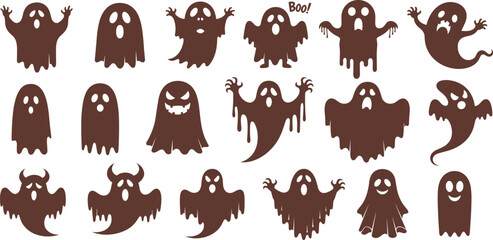 Obraz premium A Collection of Spooky and Playful Ghost Silhouettes for Halloween and Beyond