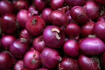 Pile of Fresh Red Onions - Vibrant Vegetable Produce
