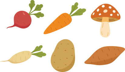 set of various vegetables