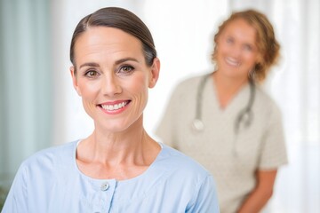 Smiling Female Healthcare Professional in Uniform