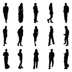 Vector collection set of individual people silhouettes.	

