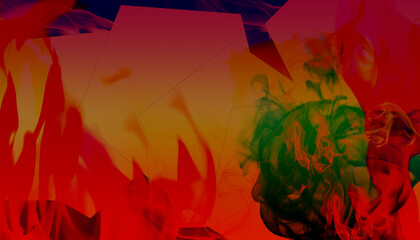 Explosion de flammes sur fond dégrader. © tsuiho