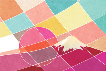 和柄　富士山　年賀状　背景	