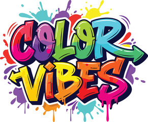vibrant solid color color vibes graffiti text effect vector design