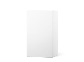 Vertical white cardboard box mockup. Cosmetic or medicine packaging. PNG transparent.