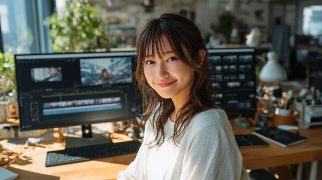 編集ソフトを操作する映像制作者の働き方｜求人広告用にも活用できるデスクワークシーン