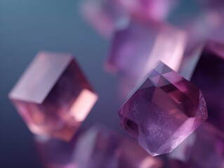 Vibrant 3D geometric crystals with glowing textured edges