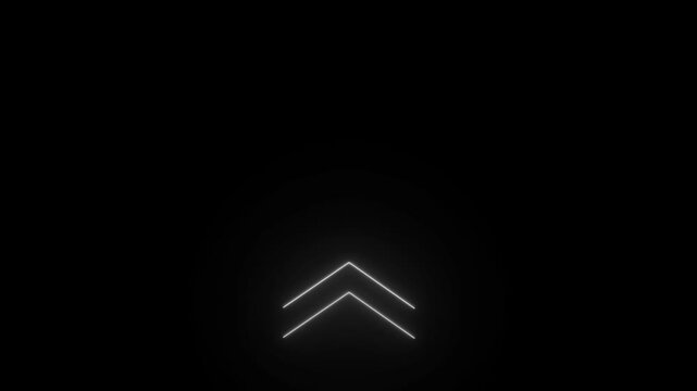 Glowing neon up arrow with luminous directional emphasis, designed for navigation, signage, and interface indicators, featuring vibrant lighting effects and smooth motion for modern upward guidance vi