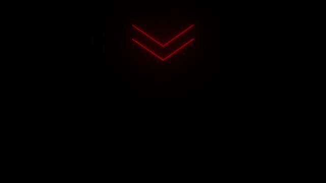 Glowing neon down arrow featuring vibrant illuminated design for navigation, signage, and interface indicators, showcasing smooth luminous effects and motion for modern downward directional guidance