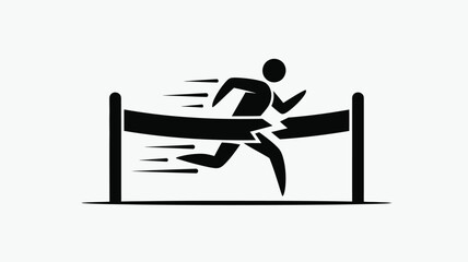 Athlete jumping over a hurdle during a race a striking silhouette
