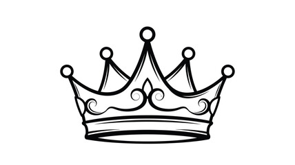 Detailed royal crown design a captivating black and white illustration silhouette