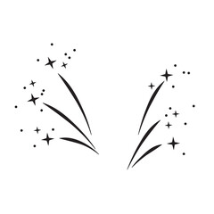 Flat black shape of a fireworks. Illustration on transparent background