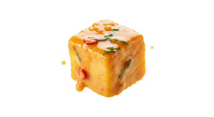 Geometric Gastronomy: A Culinary Cube of Diced Delight, Showcasing Textural Contrasts and Harmonious Flavors  A Cubist Approach to Food Presentation