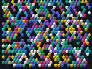 Vibrant Colorful 3D Geometric Cube Pattern Background Texture