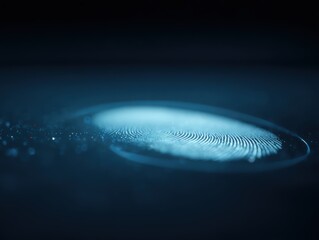 Biometric fingerprint scan glowing on digital screen, security innovation and identity verification concept