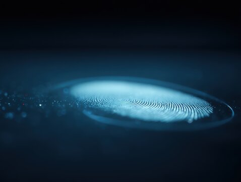 Biometric fingerprint scan glowing on digital screen, security innovation and identity verification concept - Powered by Adobe