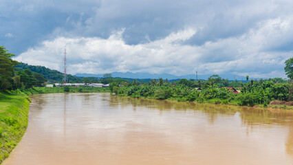 The Citanduy River, Banjar City, overflowed due to high rainfall and caused flooding.