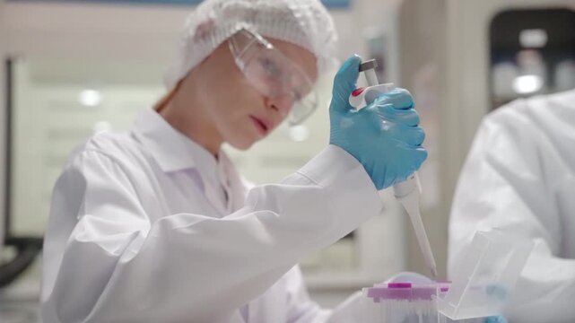 Laboratory technicians analyzing samples in a modern research facility during daytime
