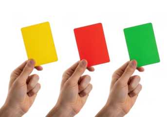 Soccer Officiating Cards Hand Holding Yellow Red Green Cards Referee Official Game Professional Sport