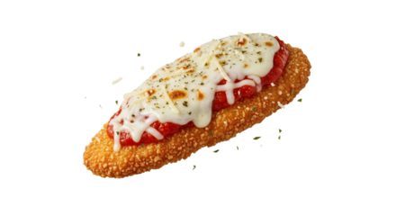 Crispy chicken parmesan delight: A delectable fusion of textures and flavors, perfectly isolated for culinary presentation
