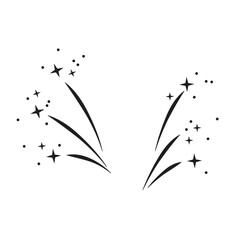 Flat black shape of a fireworks. Vector illustration isolated on a white background