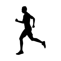 Jogging Silhouette Vector Illustration On White Background