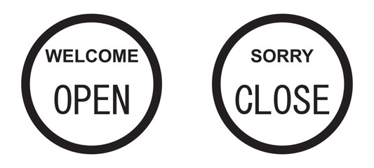 Open and Closed hanging door sign vector set