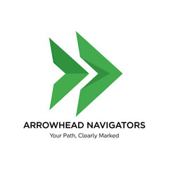 Arrowhead Navigators Logo with Green Forward Arrows and Tagline.