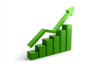 Ascending Graph of Success: A vibrant green bar graph pointing upwards, symbolizing growth, progress, and financial success