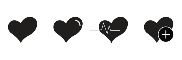 Obraz premium Heart icon set in linear design, Medical concept. Medical healthcare. Love and passion concept. Heart shape. Romantic design. Vector illustration