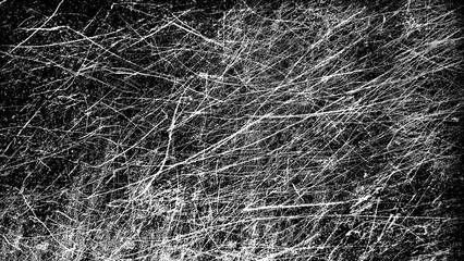 一面に無数の乱雑でランダムに走る太い線や細い線と点・ノイズなどの模様がある画像素材　グランジ・スクラッチ・ノイズ・背景・テクスチャー　8K UHDサイズ　黒背景　白黒・グレー　アルファチャンネル・スクリーン・マスクなど