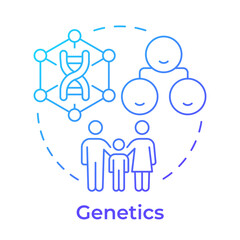 Genetics blue gradient concept icon. Family health, medical service. Genes inheritance. Round shape line illustration. Abstract idea. Graphic design. Easy to use in blog post, booklet