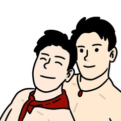 cute happy cartoon couple